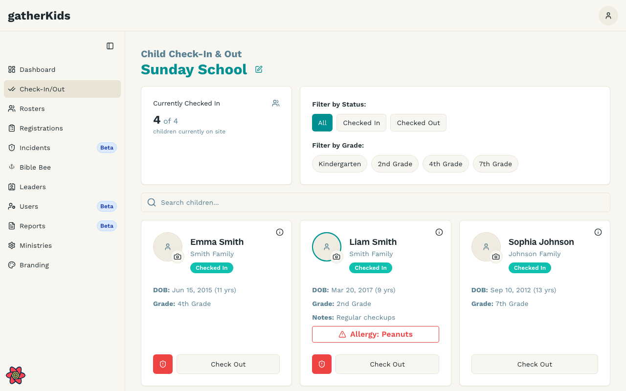 Check-in list
